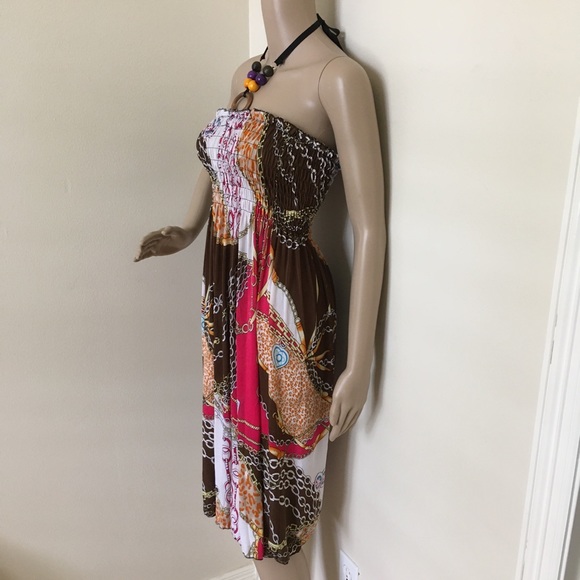 Midi Sundress With Wood Necklace Detail-Shirring Top-Comfortable-Summer Fashion - Picture 5 of 5